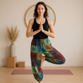 Nomad Sari - Mushroom Pants - Block Print Designs -Green Tones S/M