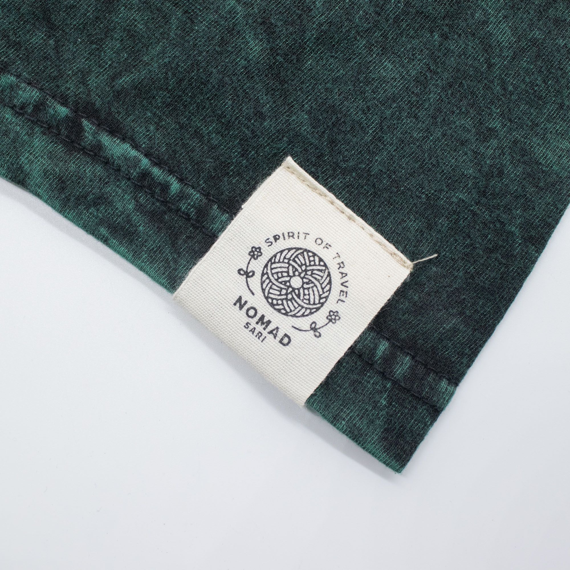 Nomad Sari Stonewashed Cotton T-Shirt - Tree of Life - Green - Medium
