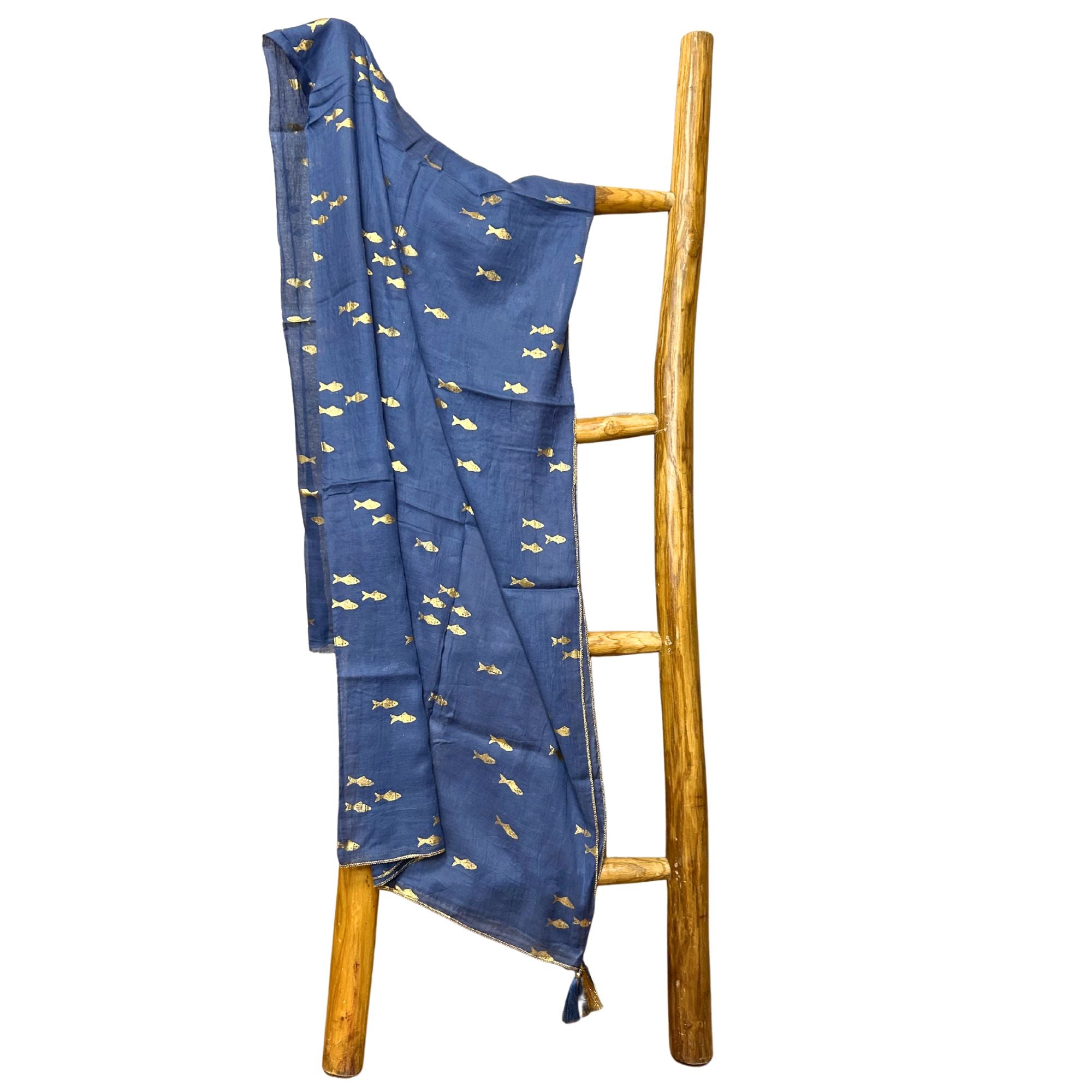 Nomad Sari Pareo – Sea Blue & Gold Fish Print