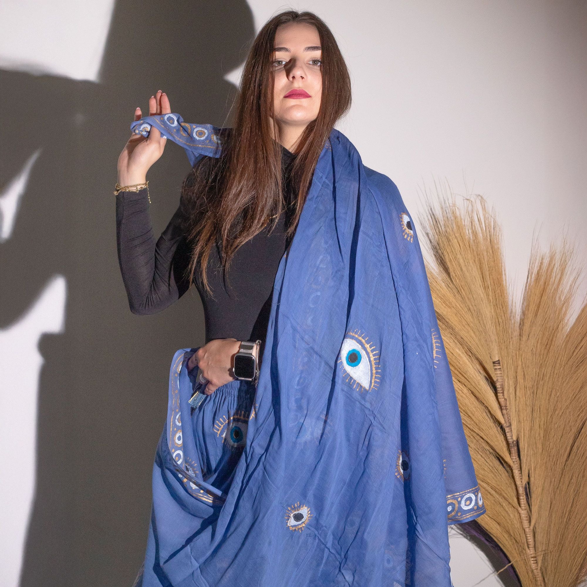 Nomad Sari Pareo – Sea Blue & Gold Fish Print