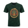 Nomad Sari Stonewashed Cotton T-Shirt - Tree of Life - Green - Small