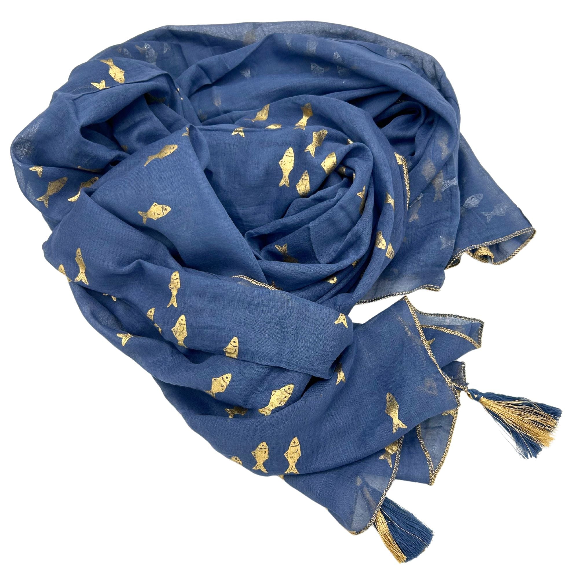 Nomad Sari Pareo – Sea Blue & Gold Fish Print