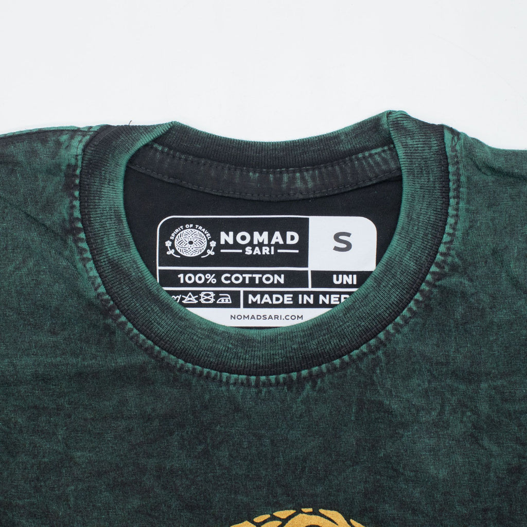 Nomad Sari Stonewashed Cotton T-Shirt - Tree of Life - Green - Small