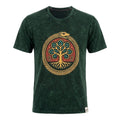 Nomad Sari Stonewashed Cotton T-Shirt - Tree of Life - Green - Medium